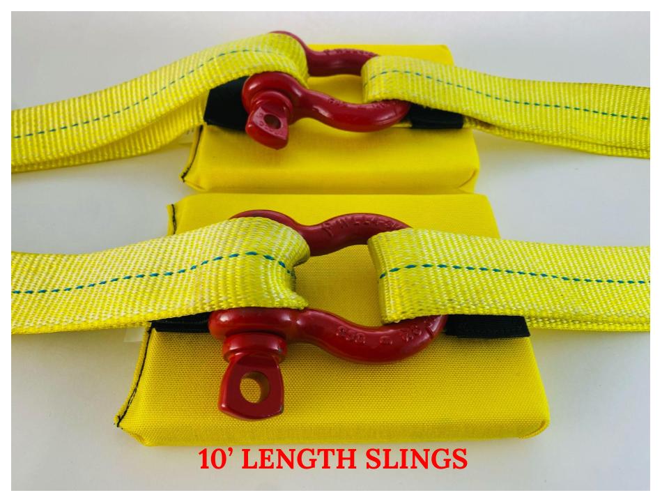 10' Slings, shackles, and Roll-tough pads