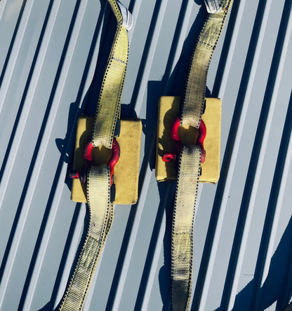 8' Slings, shackles, and Roll-tough pads